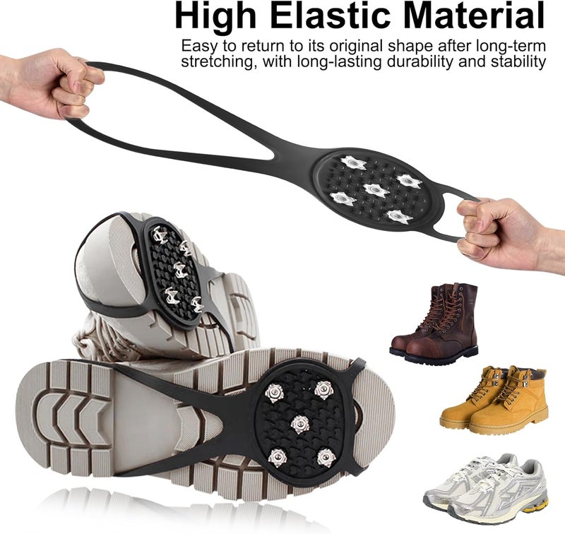 Fulushouxi 5 Spikes Crampons, 4 Pcs Ice Cleats for Shoes and Boots, Anti-Slip Ice Spikes for Shoes Women Men, Non Slip Grippers Crampons Grips for Hiking Fishing Walking Climbing Mountaineering - Image 3